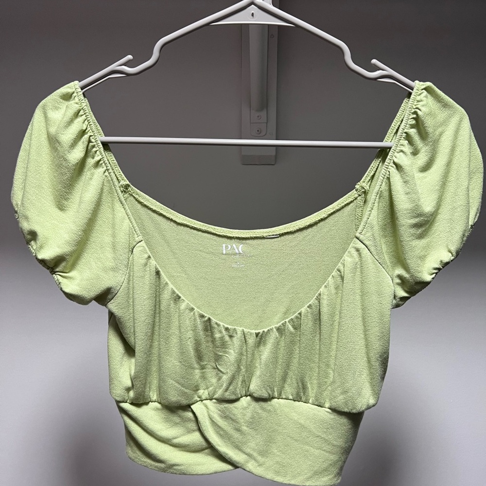 small green crop top